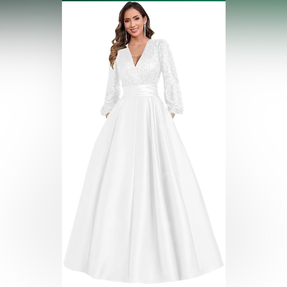 Amazon White Long Sleeve Gown